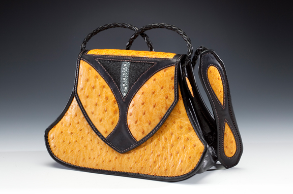 Yellow Ostrich & Stingray Handbag